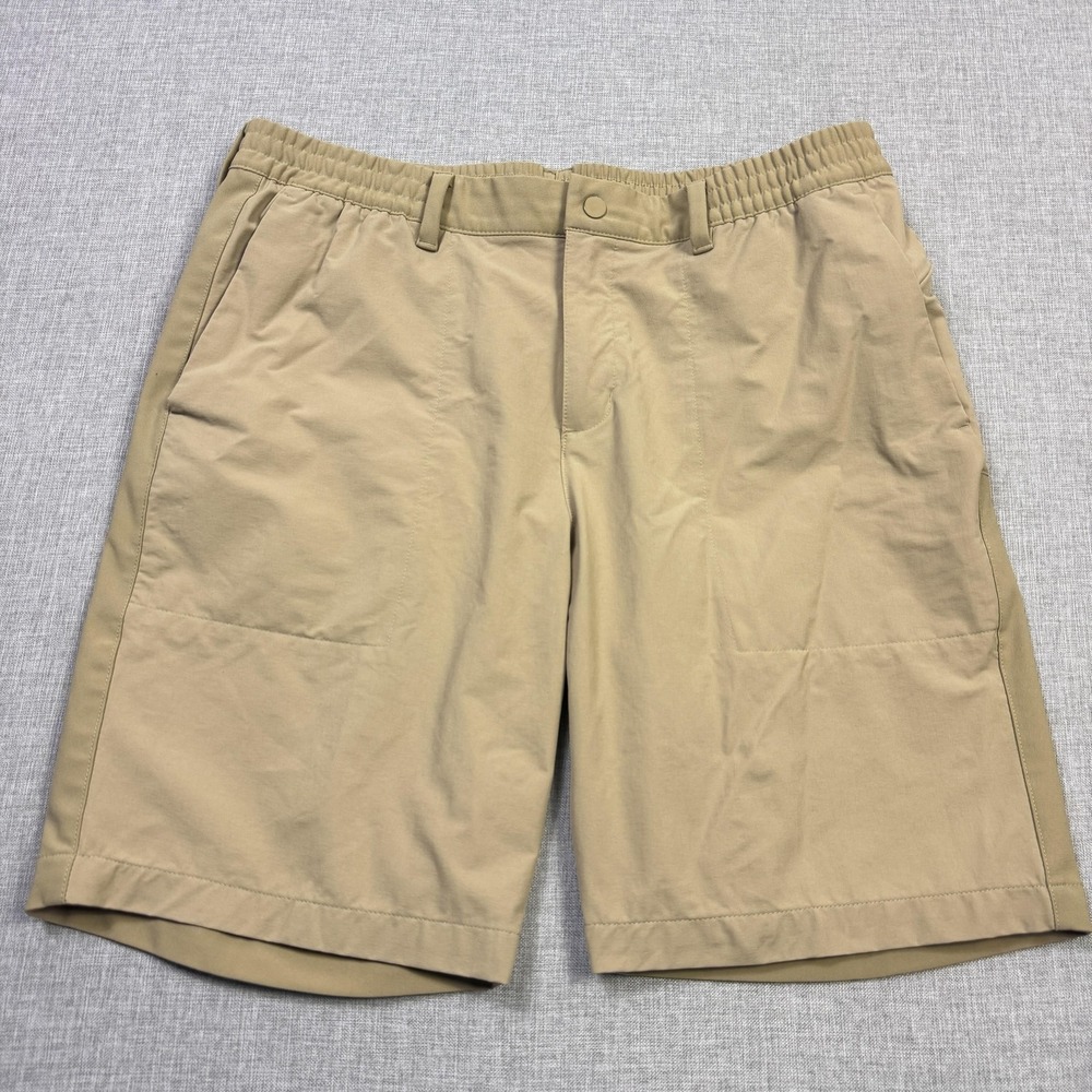 Adidas Golf Chino Shorts Mens 34 Beige Polyester Microfiber 9" Inseam